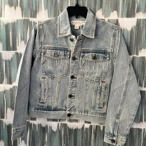 SaltWater Luxe- Denim Jacket with Rinestone Fringe- XS